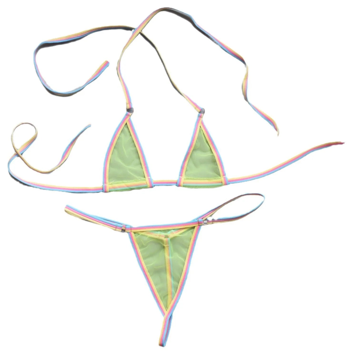 Simple super mini bikini set for women with T-back three-point style in polyester, colour red