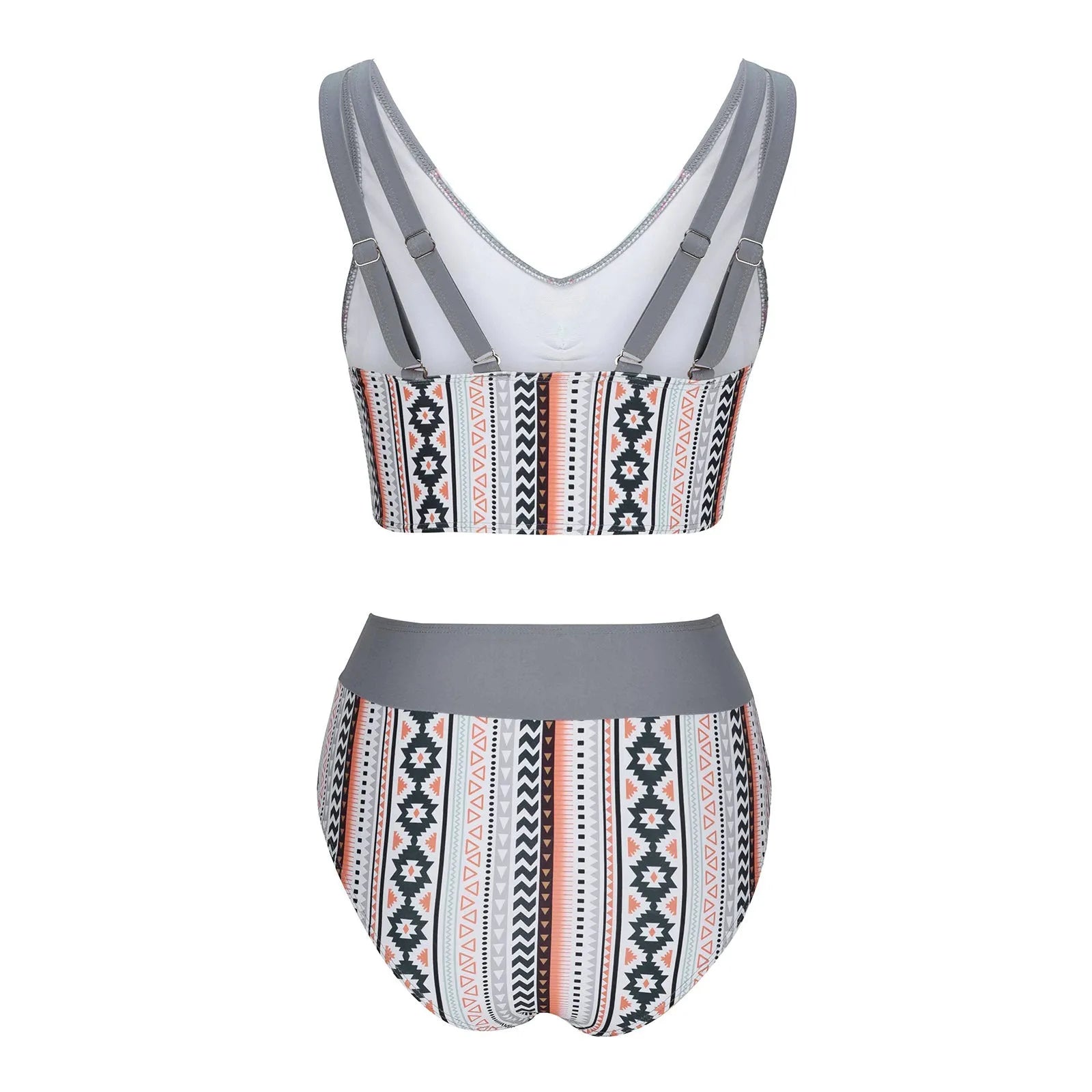 Blue solid colour women's cross sling split swimsuit bikini set on a mannequin.