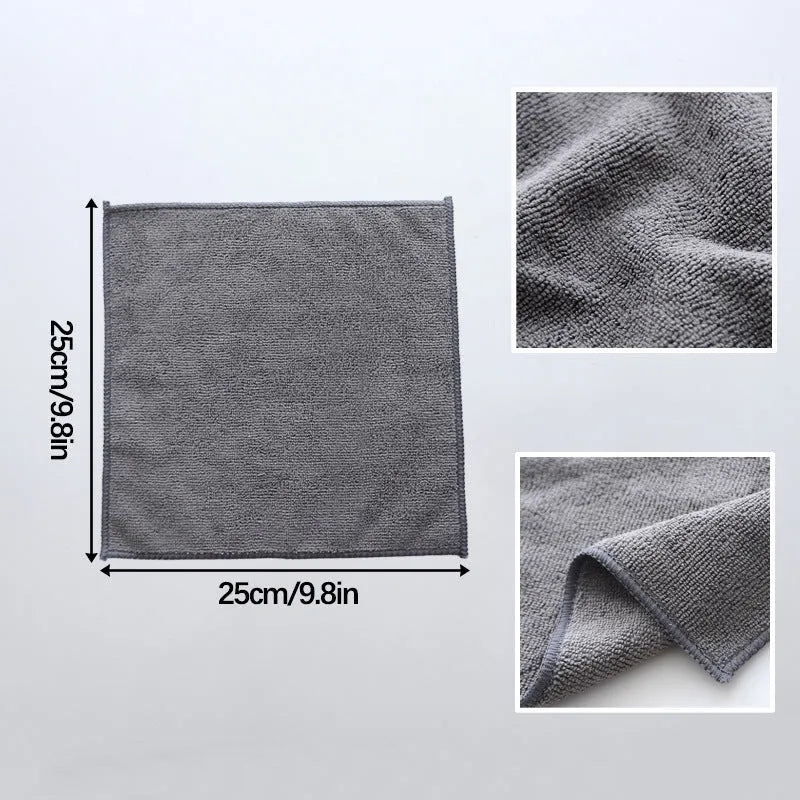 Grey microfiber kitchen cleaning cloth measuring 25x25cm for oilproof decontamination