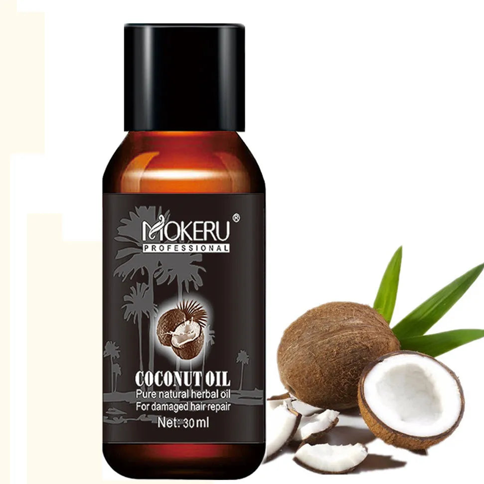 White 30ml bottle of Coconut Oil Repair hair treatment for frizz and damage