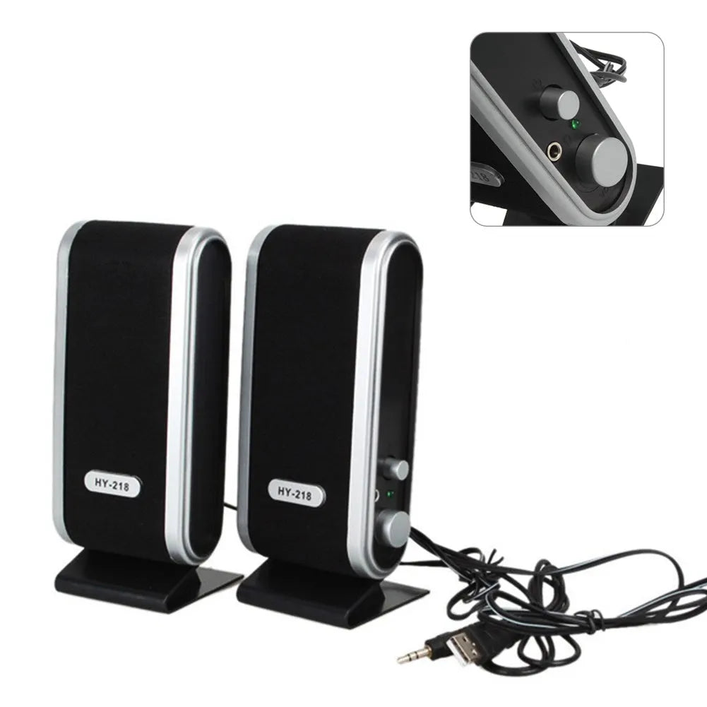 Black notebook mini speaker with USB cable for computer audio enhancement
