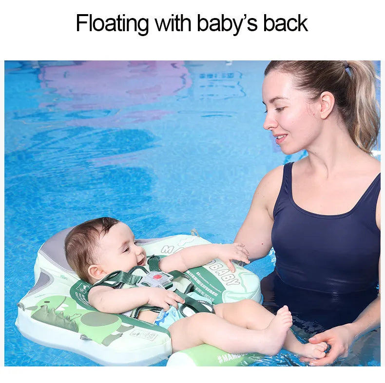 Green dinosaur inflatable baby swimming ring with sun shade for children 3-24 months