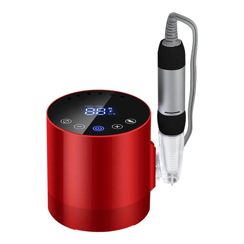 3500RPM nail sander in red with six sander heads and a sander pen, ABS material, for dead skin removal