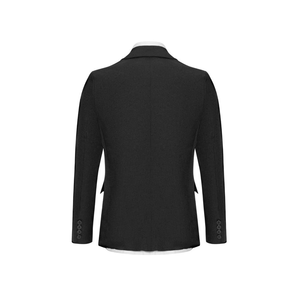 Plus-size men's corduroy suit coat in black for formal wear straight fit long sleeve