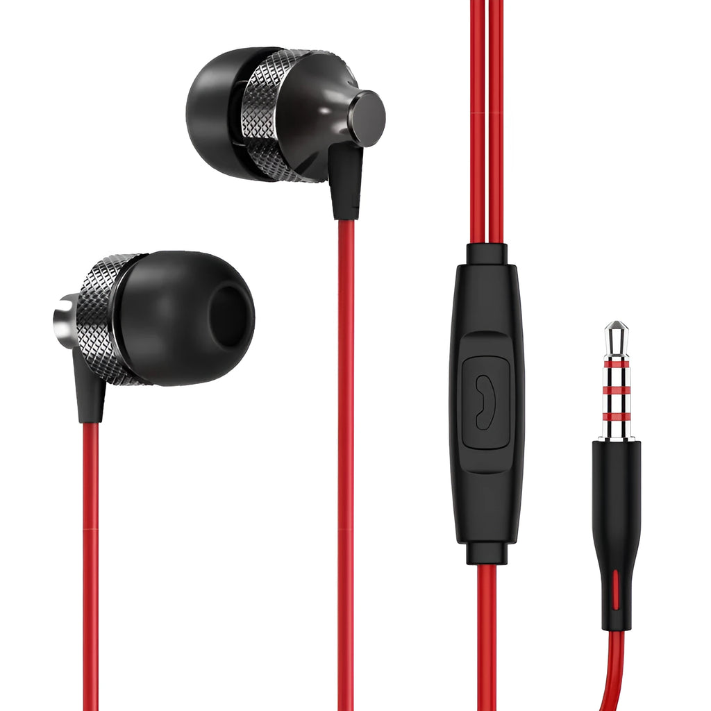 Copper Metal Fever Heavy Bass in-ear headphones with wheat cable and microphone in black colour.