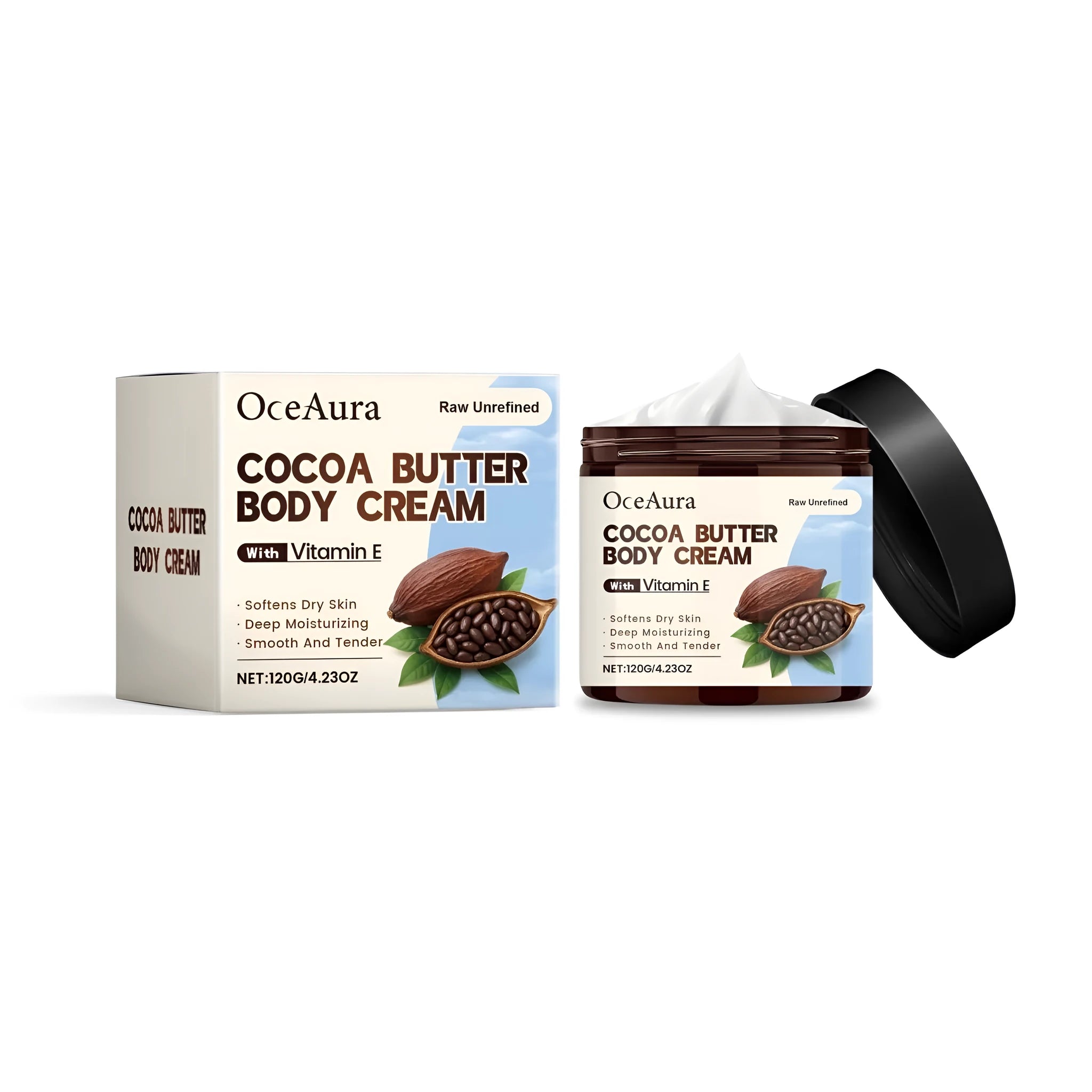 Cocoa butter body cream tube 120g with coconut oil and vitamin E for body moisturising