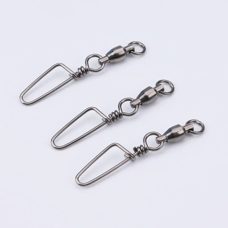 Fishing 8-shaped ring connector bearing swivel in copper, size 0 to 10, black and silver white colours