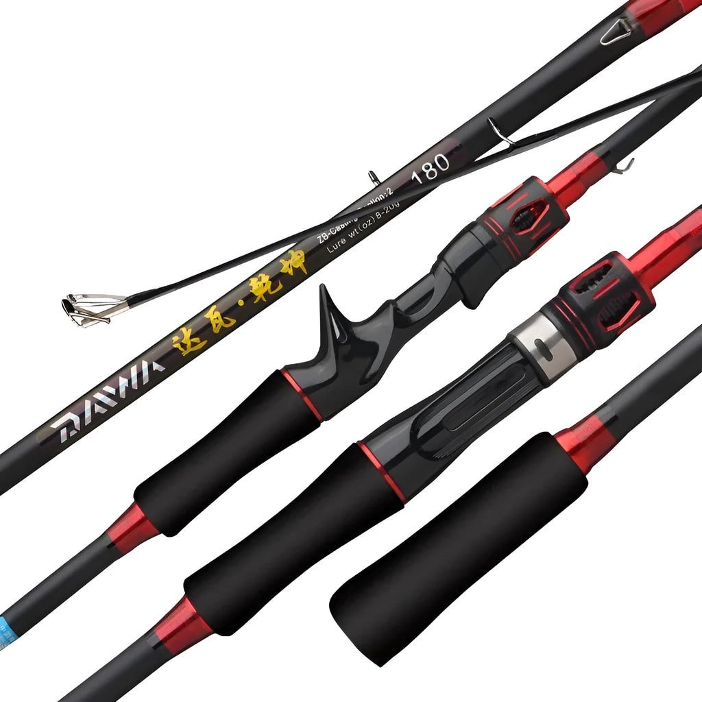 Carbon Luya long-range fishing rod in red, 1.8m two-section design for sea fishing