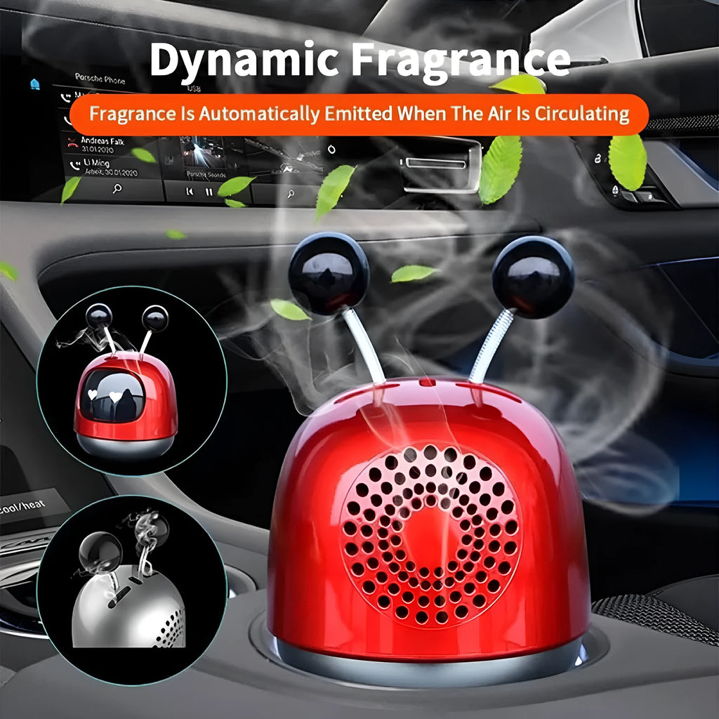 Colourful robot-shaped car vent clip aromatherapy diffuser with 40ml gel capacity.