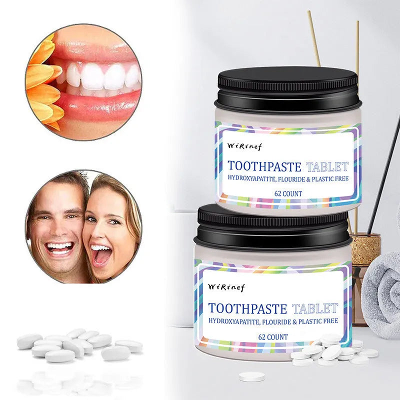 TP19 solid toothpaste tablets in pack of 62 pieces for portable dental cleaning