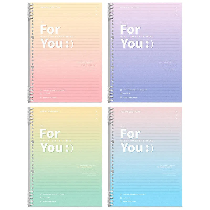 Removable coil gradient notebook in multiple colours with PP cover and wood-free paper pages