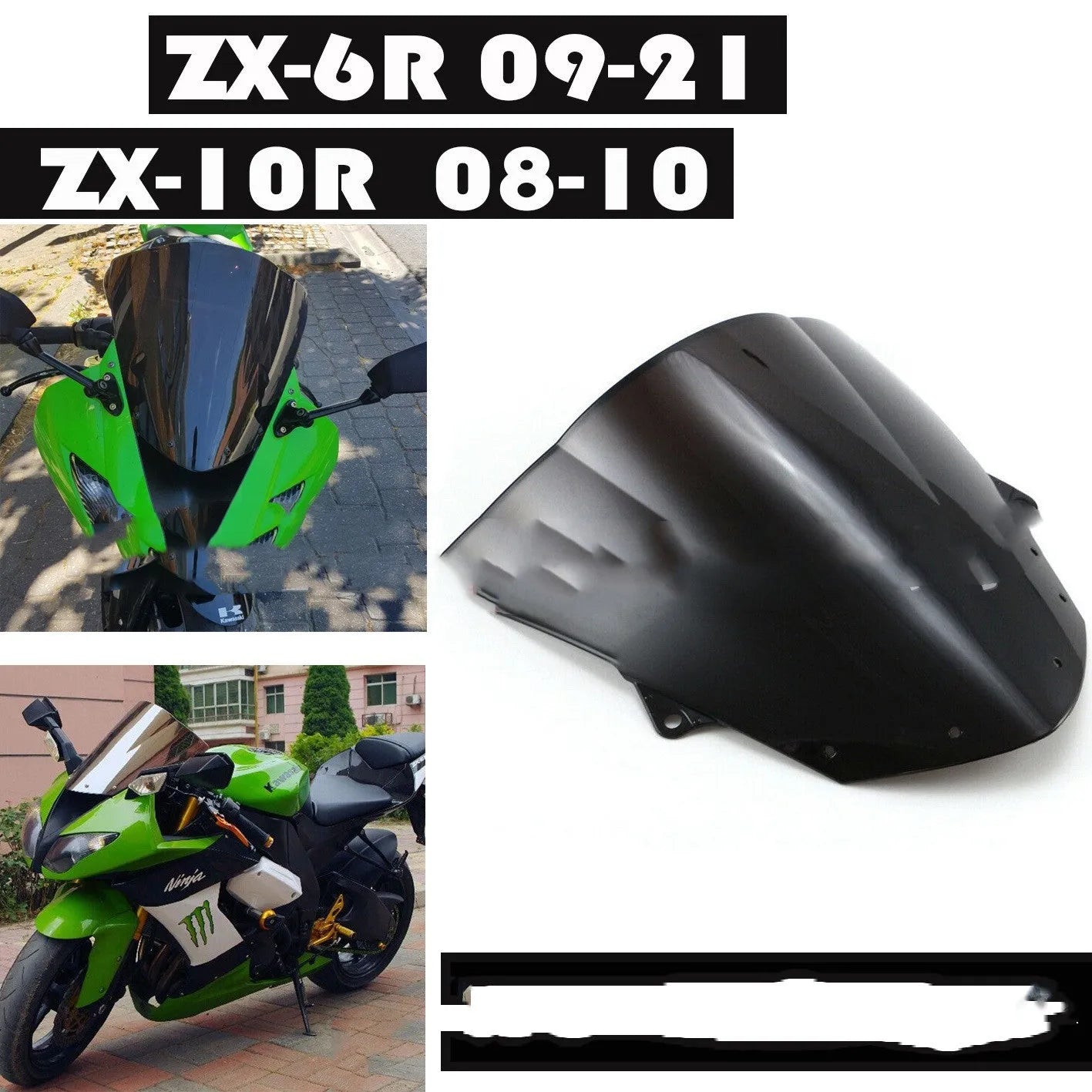 Blue motorcycle windscreen replacement for Kawasaki ZX-6R and ZX-10R sport bikes