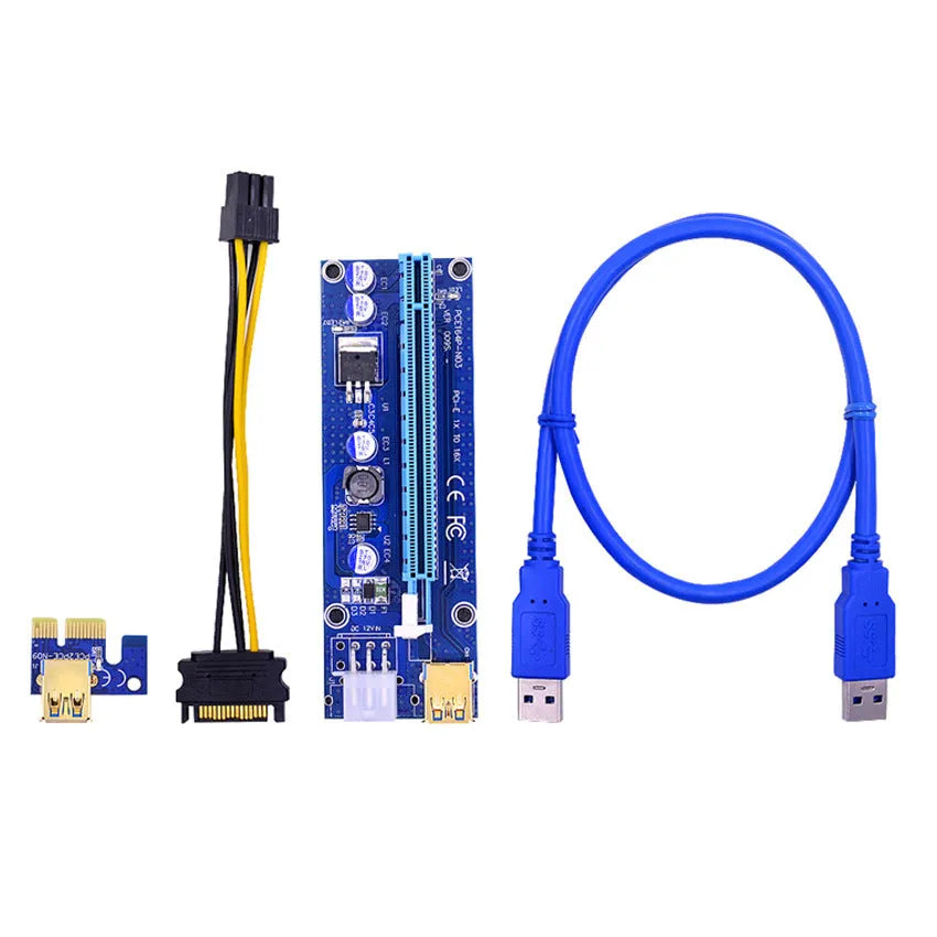 PCI-E 1X to 16X graphics card extension cord adapter, 60cm USB3.0 riser with solid capacitors and LED indicators