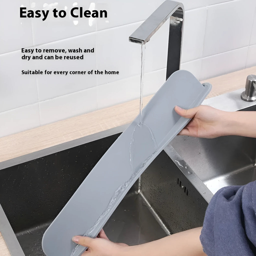 Silicone kitchen sink water blocking plate in grey, blue or black measuring 52mm wide by 85mm long