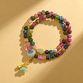 Women's double circle bracelet made from natural chalcedony with 6-6.5mm geometry beads.