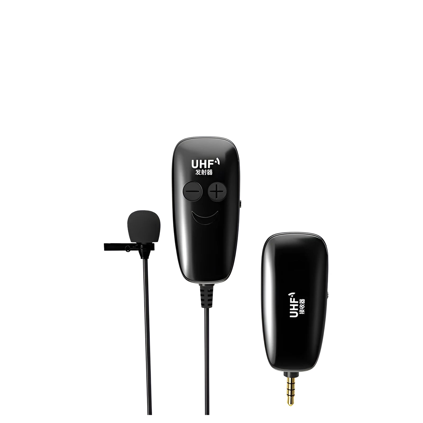 Black lavalier microphone with 3.5mm jack for mobile phone recording
