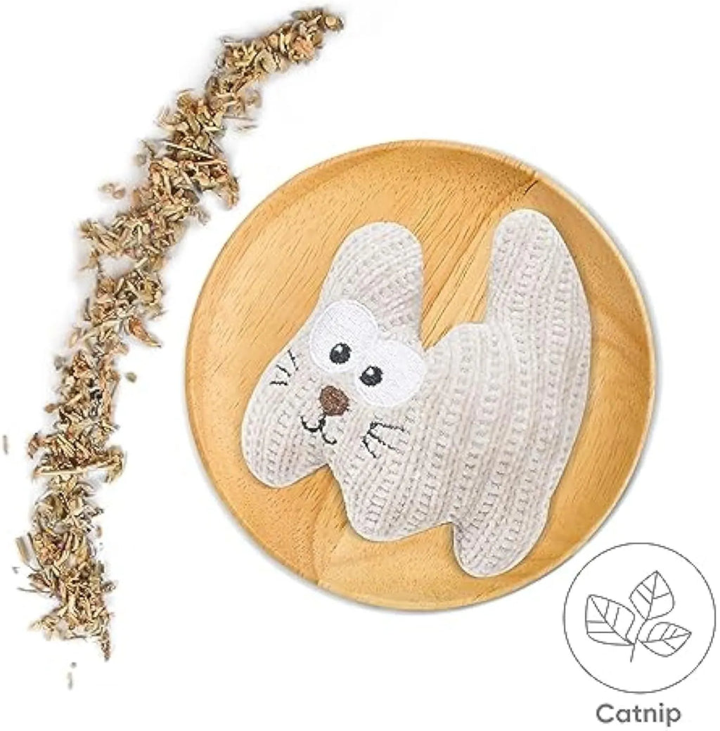 Cyan and light coffee plush rope catnip toy with bell for kittens and cats