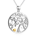 925 silver tree of life pendant necklace hollow out design with micro inlaid zircon on 18 inch chain
