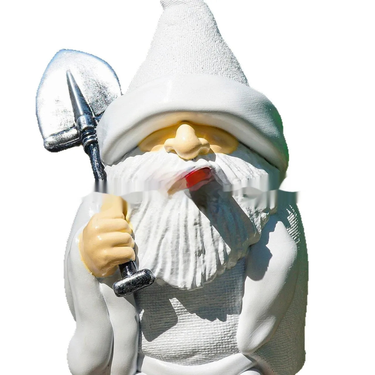 Resin Christmas ornament with dwarf figure holding smoking shovel for garden or home decoration