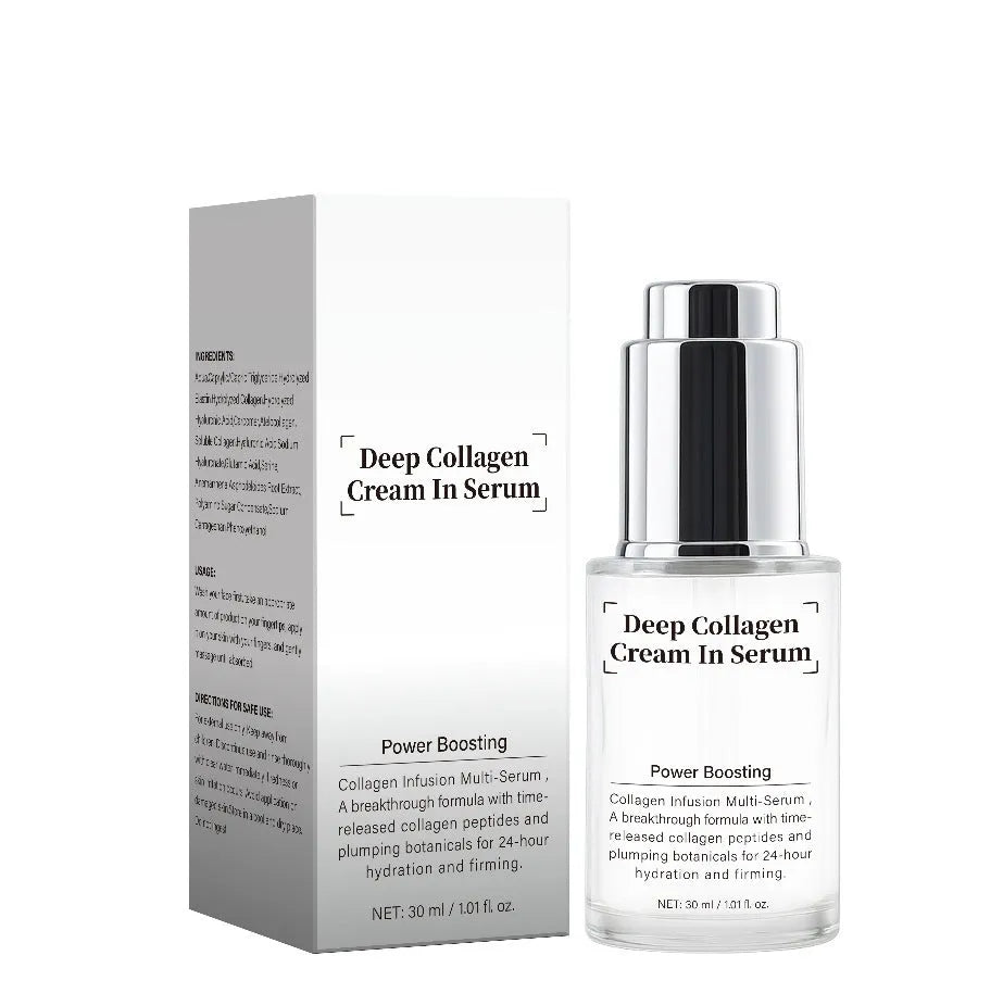 Deep Collagen Cream 30ml collagen-based face moisturiser in compact beauty tool size
