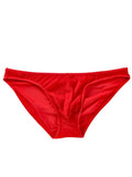 Men's black Ice Silk low-waist briefs made from quick-drying nylon fabric.