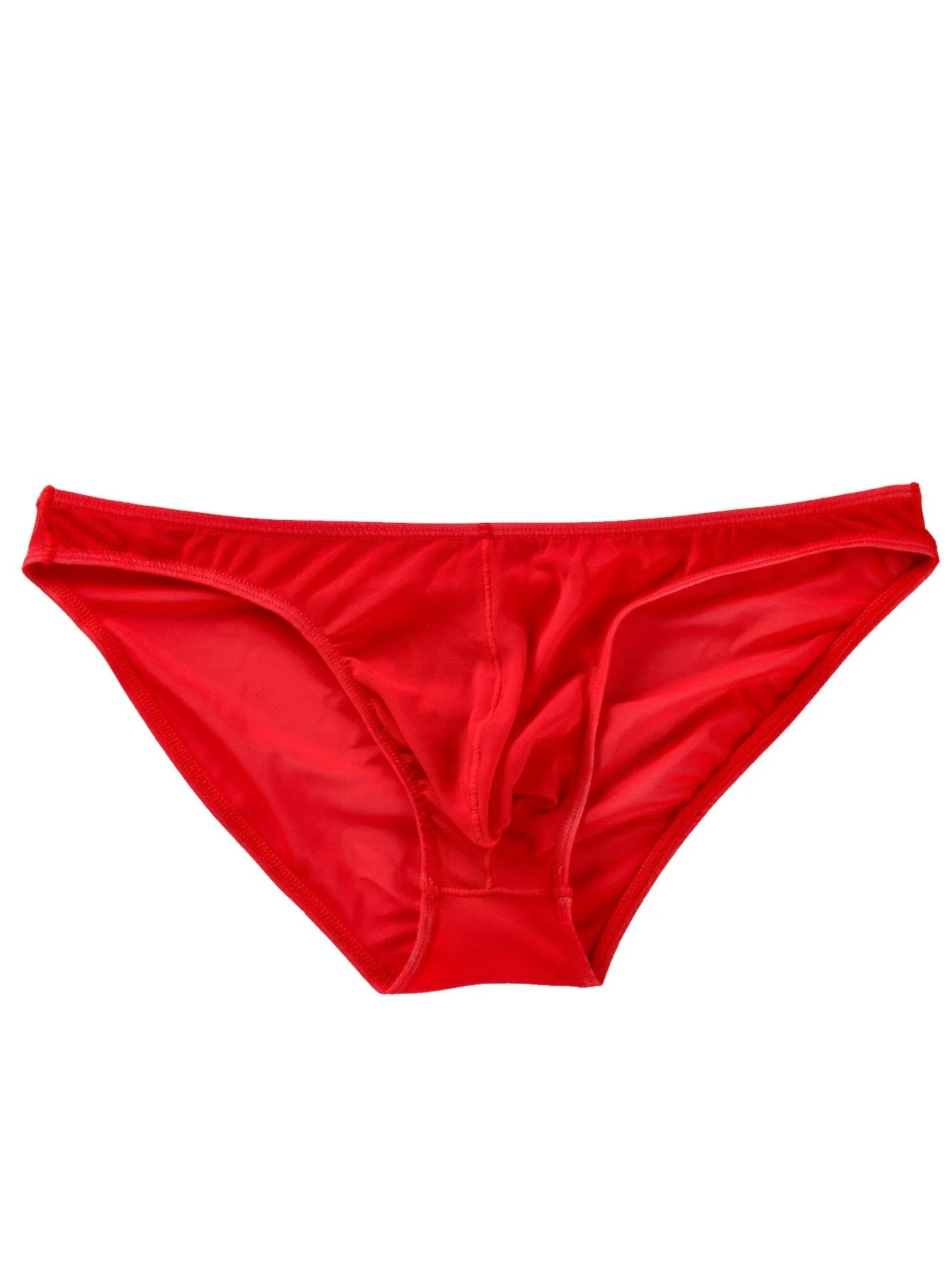 Men's black Ice Silk low-waist briefs made from quick-drying nylon fabric.