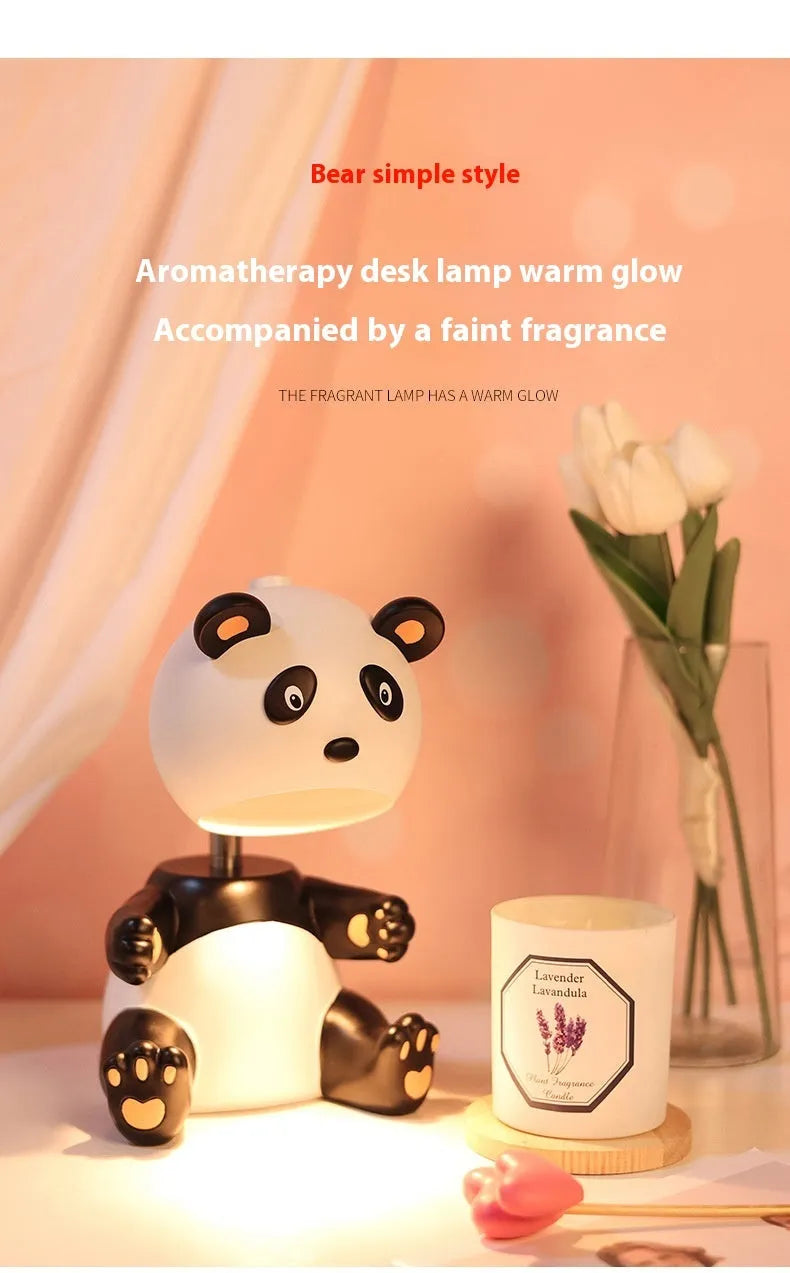 Panda aromatherapy wax home table lamp with soft night light and timer, modern simplicity style