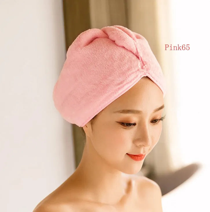 Microfiber hair dryer cap measuring 60cm by 25cm in turban style for damp hair