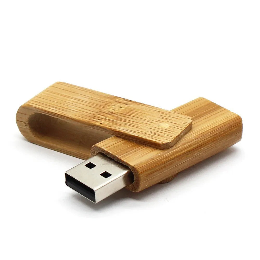 Pink wooden USB flash drive 2.0 with rotating clip, 60x19x8mm, on a plain background