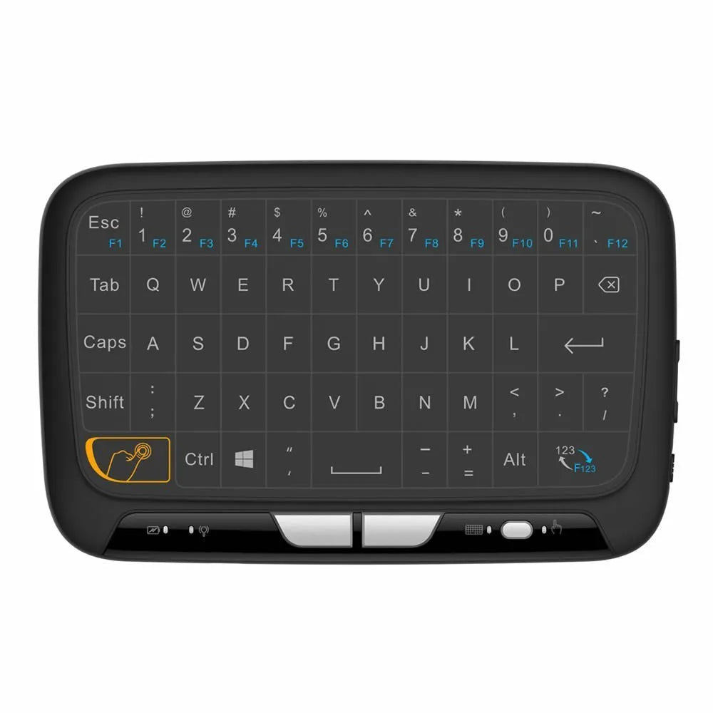 Mini H18 wireless keyboard with 5.3-inch touchpad and 2.4GHz dongle, black finish