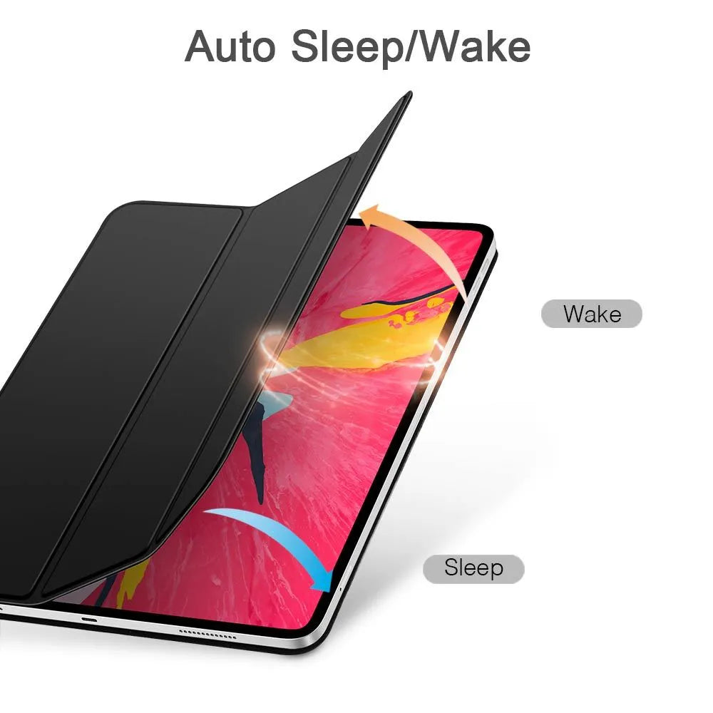 Magnetic smart case for iPad Pro 11 with trifold stand and Apple Pencil charging support in black
