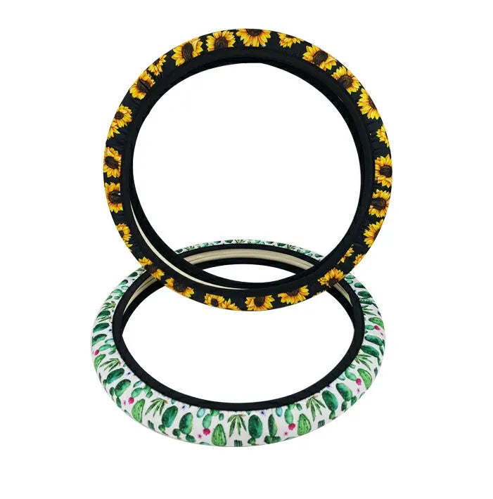 Neoprene steering wheel cover universal 38cm 40cm in green, yellow or stripe pattern, 41g lightweight