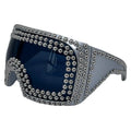 Men's personality punk sunglasses with a super large square frame and silver rivet details.