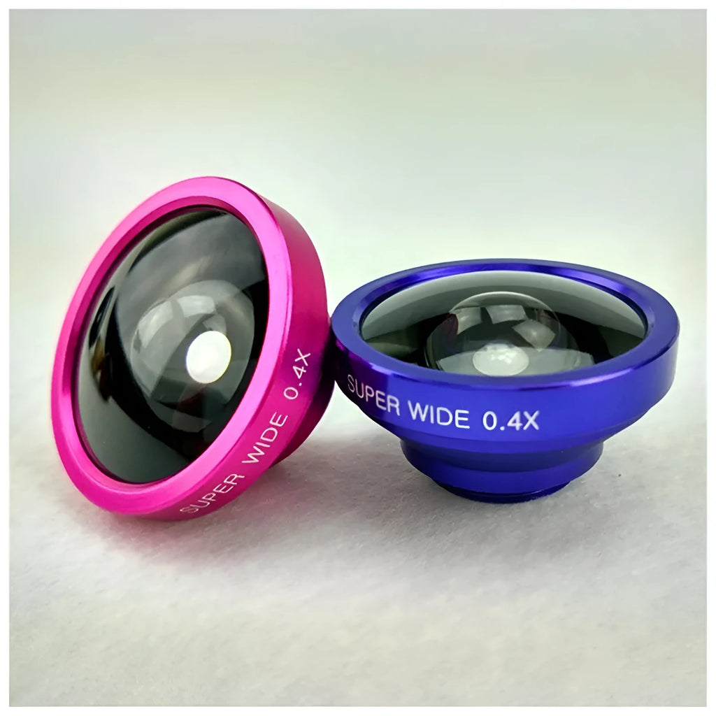 3 in 1 universal smartphone lens kit with fisheye, wide angle, and macro lenses in aluminium alloy