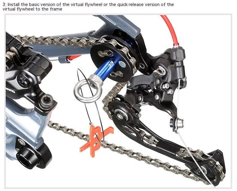 Aluminium bicycle chain holder tool for washing and tension measurement on a workbench.