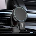Compact magnetic wireless phone charger in black colour with charging cable