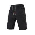 Men's solid-colour cotton-blend casual shorts with a drawstring waist and zipper pocket.