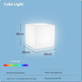Square LED cube light with modern design in multiple sizes with solar panel or rechargeable options