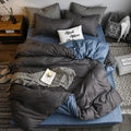 Four-piece diamond velvet bedding set with quilt duvet cover in Dark Grey on a bed