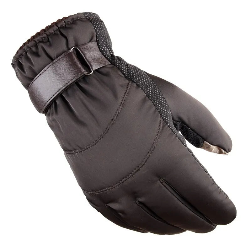 Winter outdoor sports gloves in black with non-slip polyester palm, one size, for skiing and cycling
