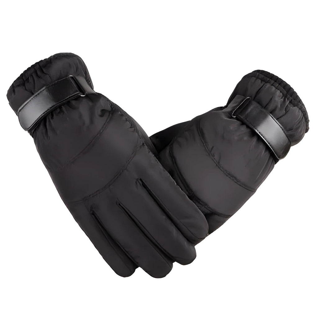 Winter outdoor sports gloves in black with non-slip polyester palm, one size, for skiing and cycling