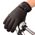 Winter outdoor sports gloves in black with non-slip polyester palm, one size, for skiing and cycling