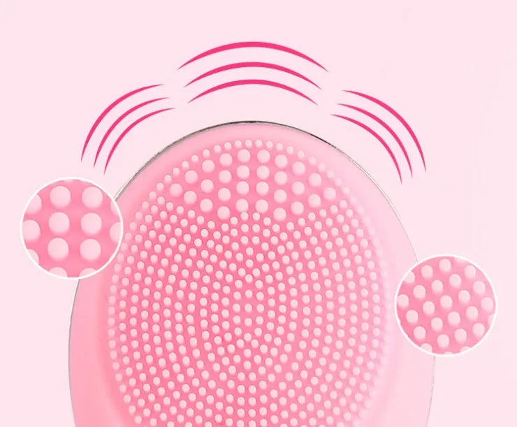 Ultrasonic electric face wash brush in pink for deep pore cleansing with vibration technology