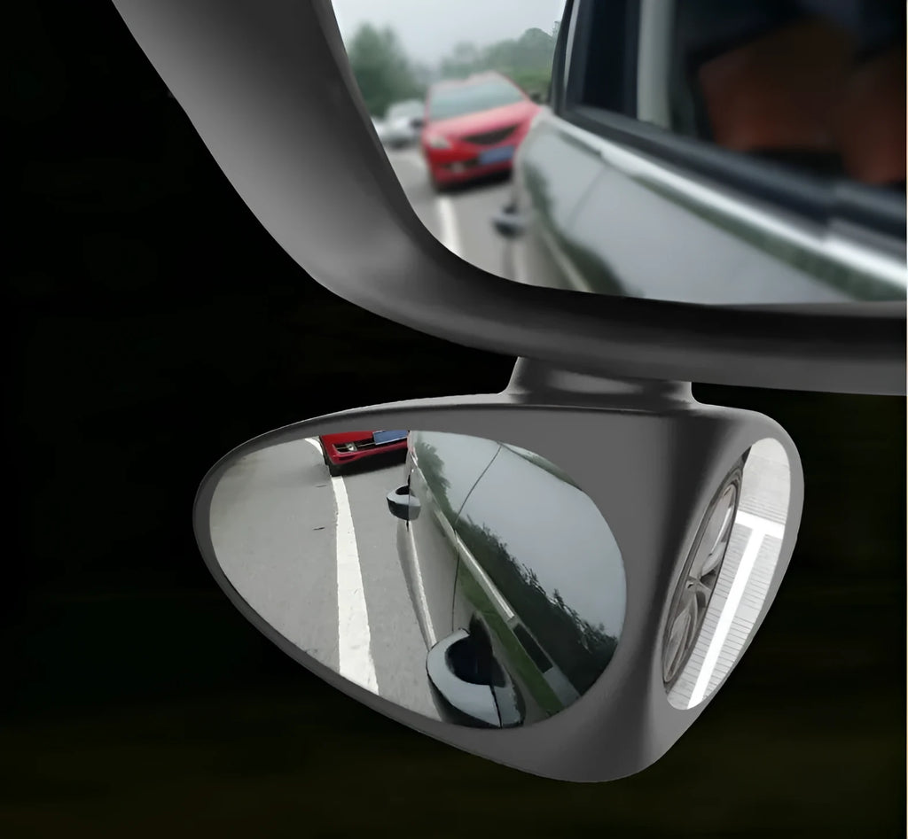 Double vision auxiliary car rearview mirror, glass and ABS, triangle, black or white, left right or set