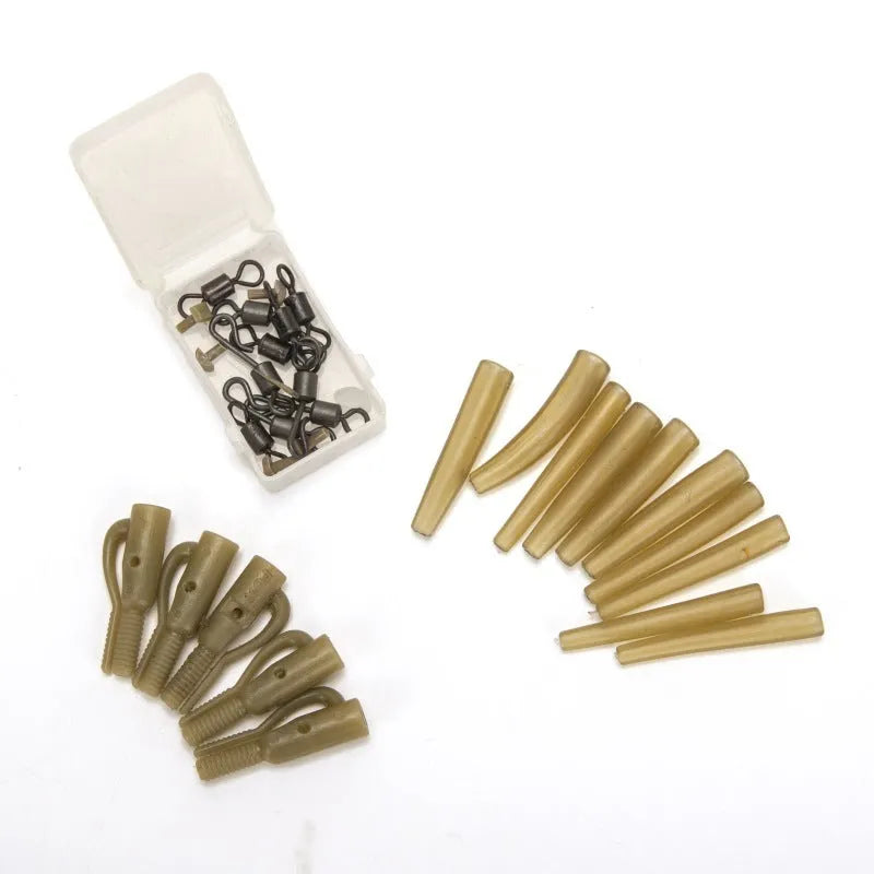 30-piece European carp fishing accessory set with tubing and connectors