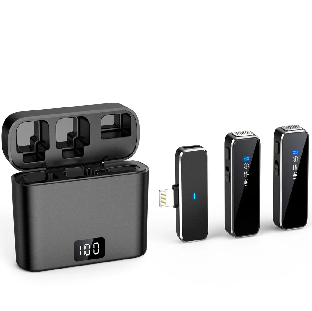 Wireless collar clip microphone noise reduction with USB charging, 7.7 x 6.2 x 2.7 cm