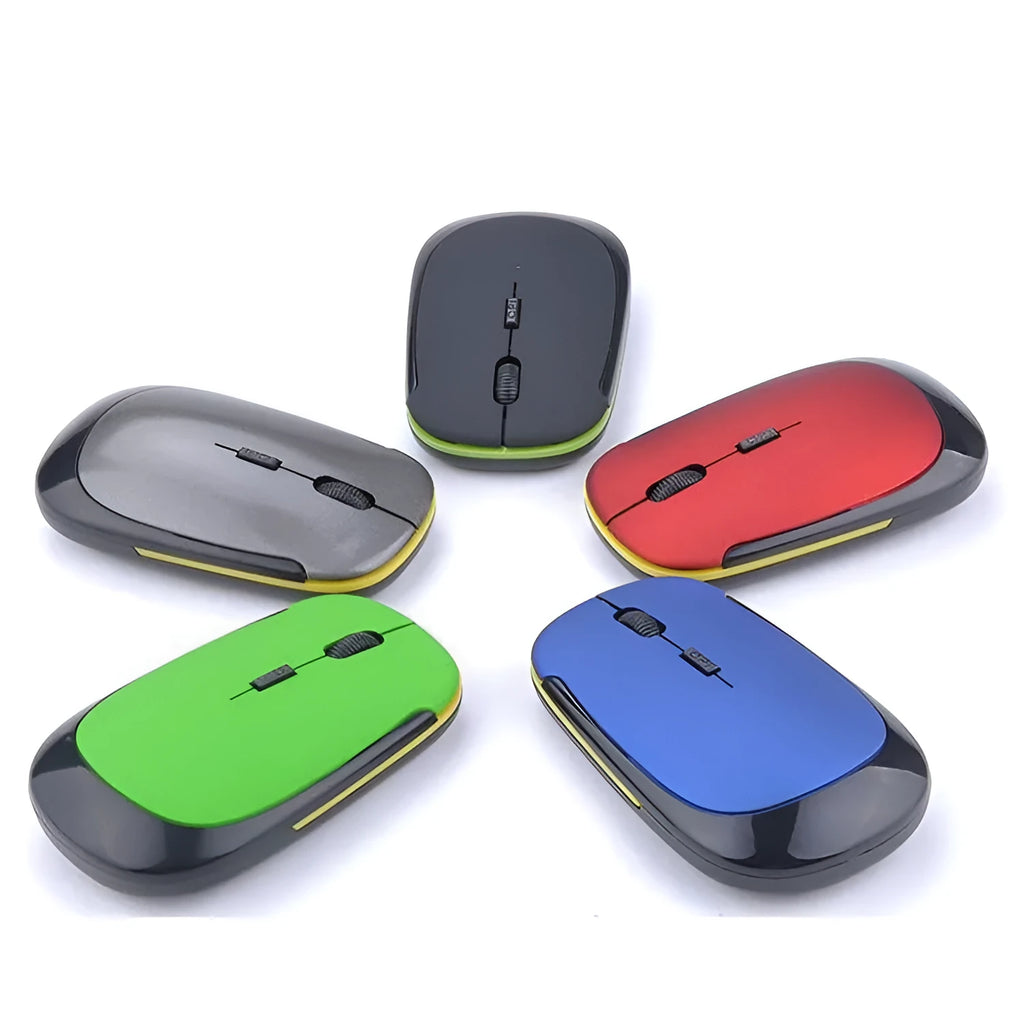 Laptop wireless mouse in black with two buttons and compact size 10x6x2cm