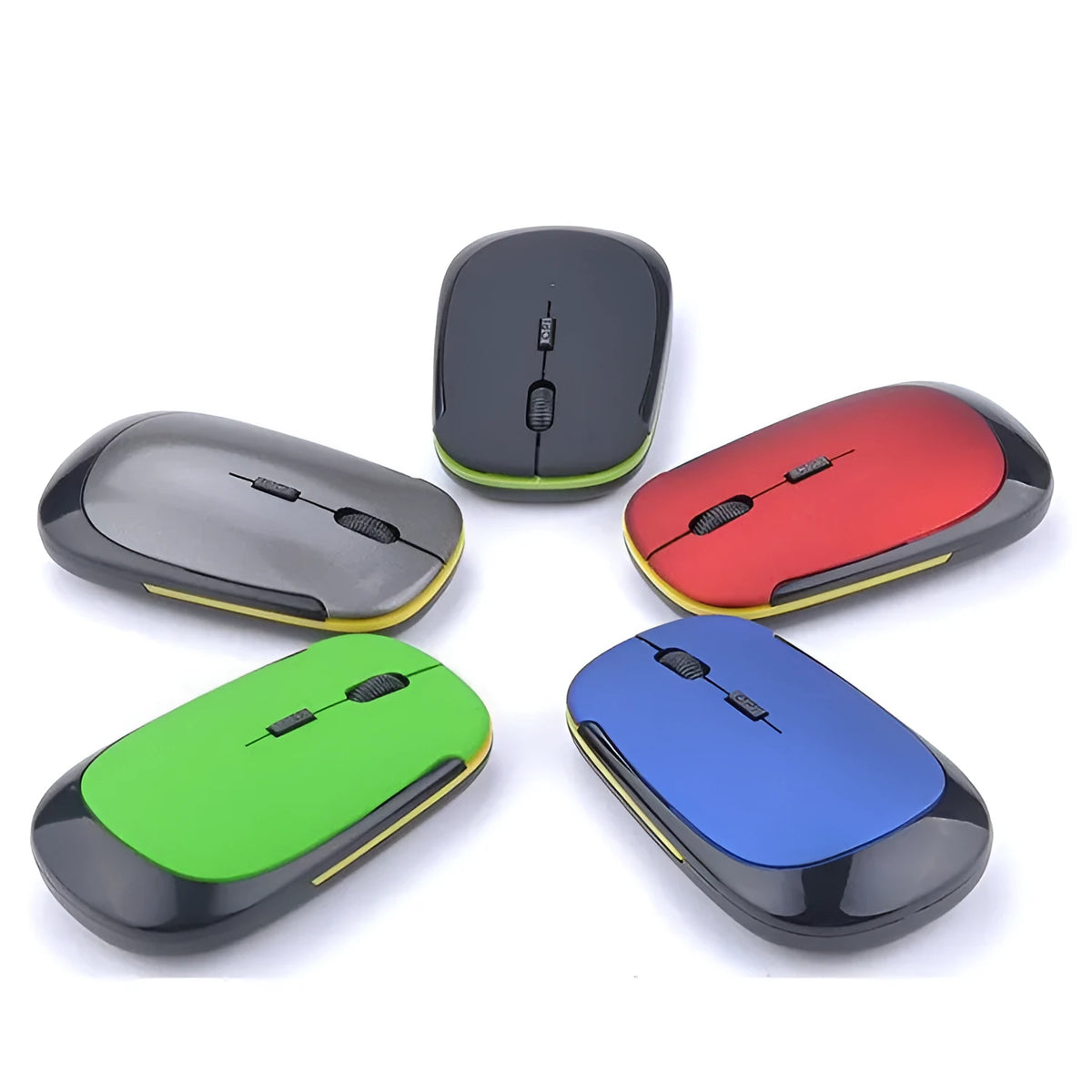 Laptop wireless mouse in black with two buttons and compact size 10x6x2cm