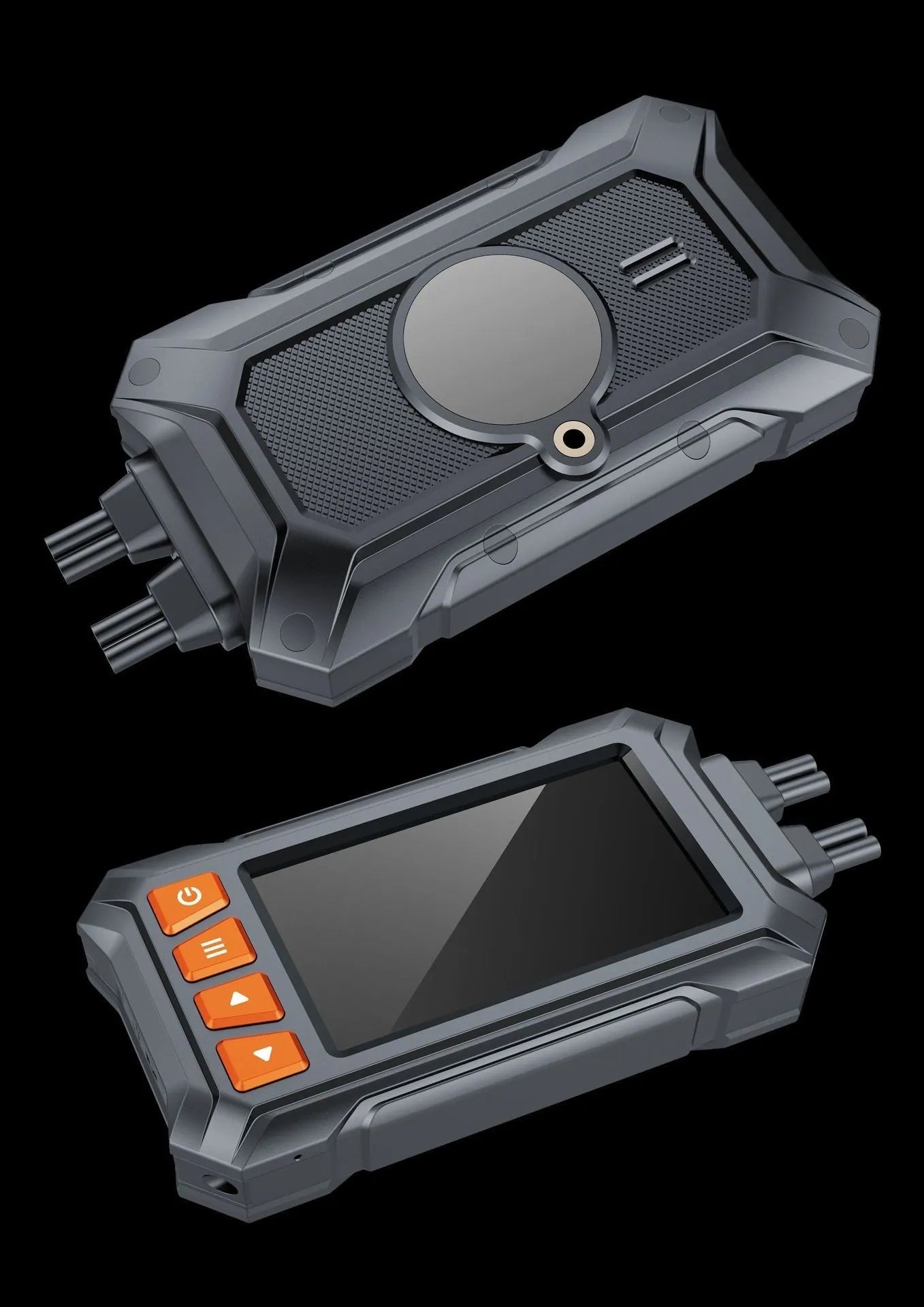 Motorcycle dash cam with 3-inch screen, dual cameras, and GPS module for front/rear recording and route tracking