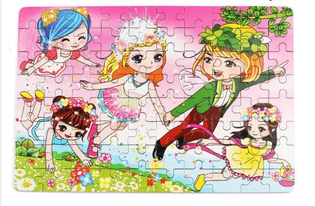 80-piece wooden jigsaw puzzle for kids age 3+, animal and transport styles in an iron box with non-toxic paint finish